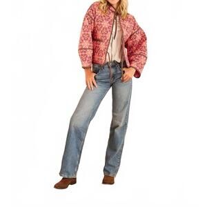 NEW BROOKS AVENUE eloise reversible quilted jacket in wildflower pink